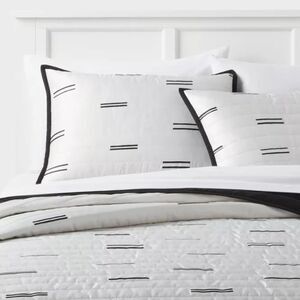 Room Essentials Standard Satin Quilt Sham White/Black - 2 Pack